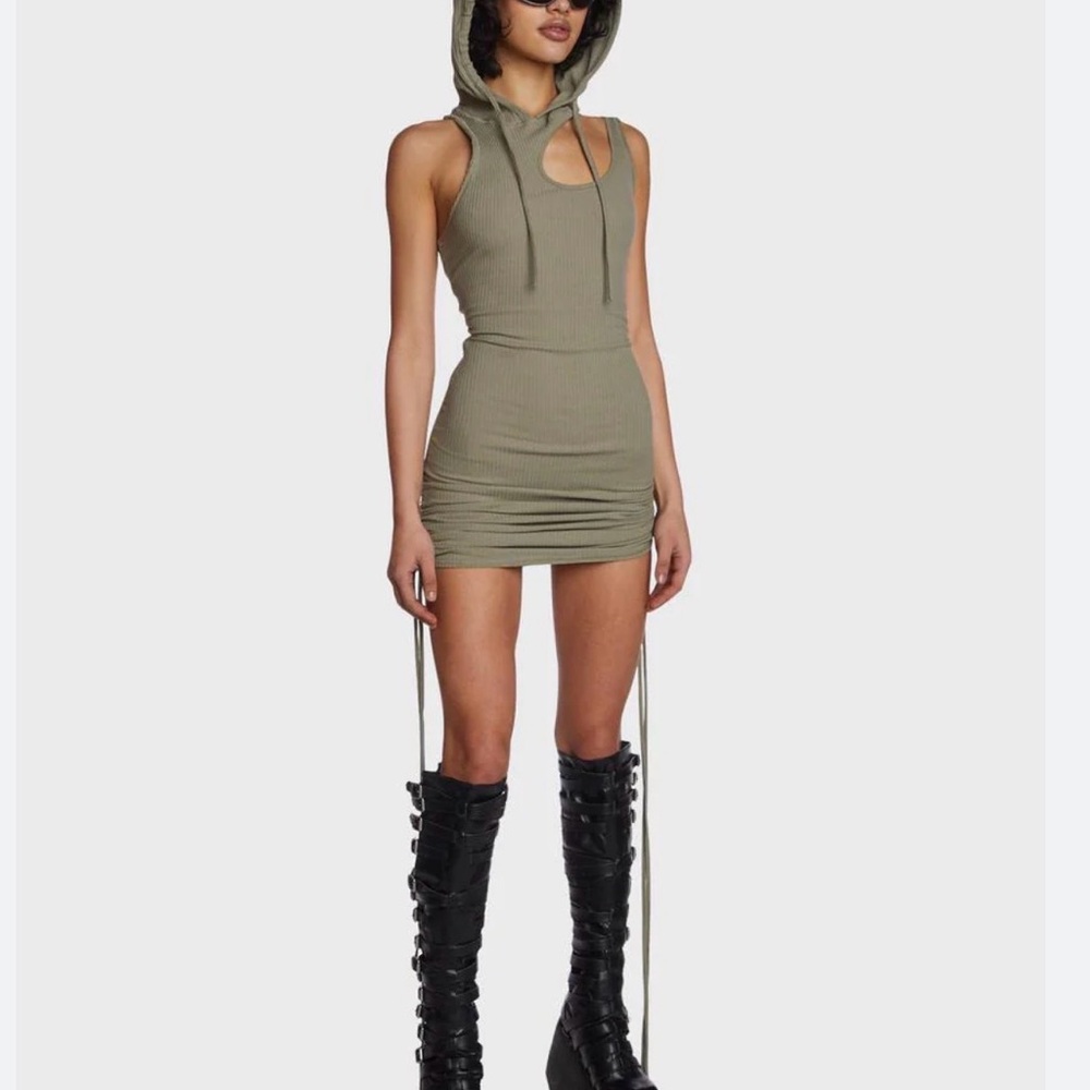 Dolls Kill Washed Black Sleeveless Ruched Dress - Picture 2 of 5